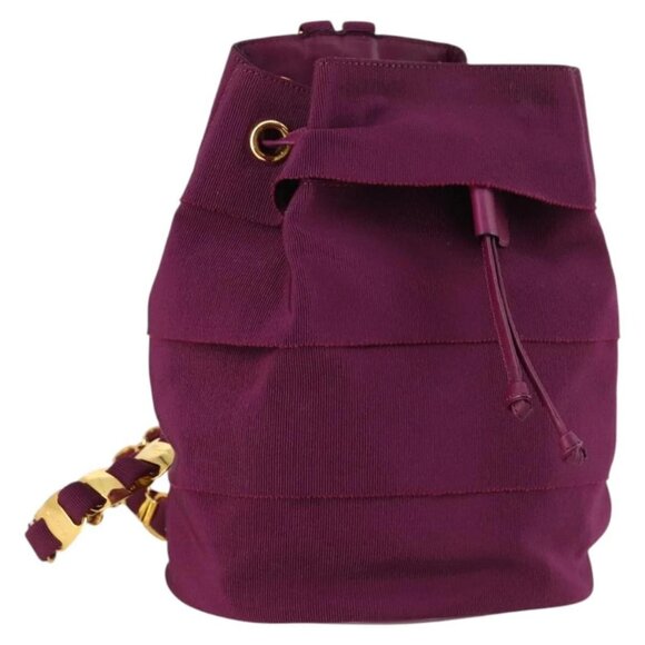 Salvatore Ferragamo Chain Backpack Canvas Purple Gold Auth gh681 main image 16